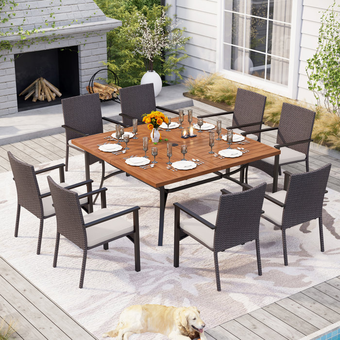 Lark Manor Ballarat 8 Person Square Outdoor Dining Set with Cushions & Reviews Wayfair